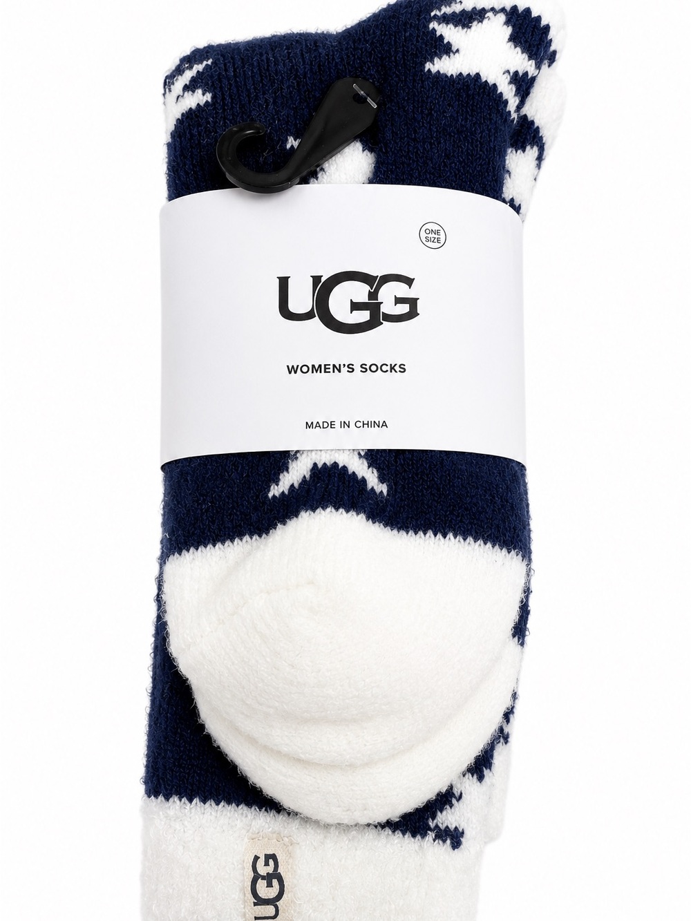UGG Women’s Navy Stars Plush Cozy Crew Socks One Size 5-10 New